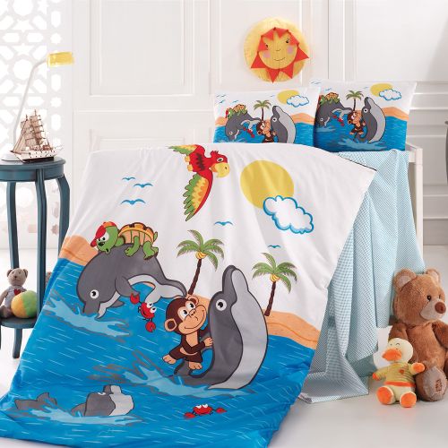 Baby bedding set DOLPHINS- 3 pieces